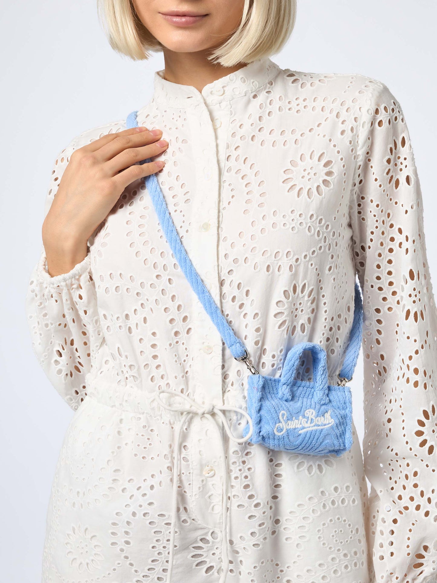 Light Blue Terry Embossed Key Holder