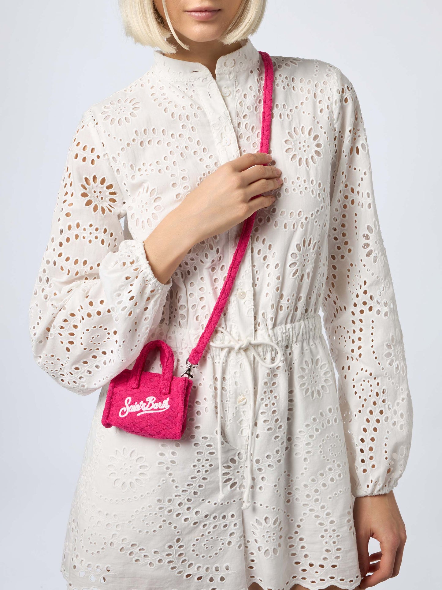 Fuchsia Terry Embossed Key Holder