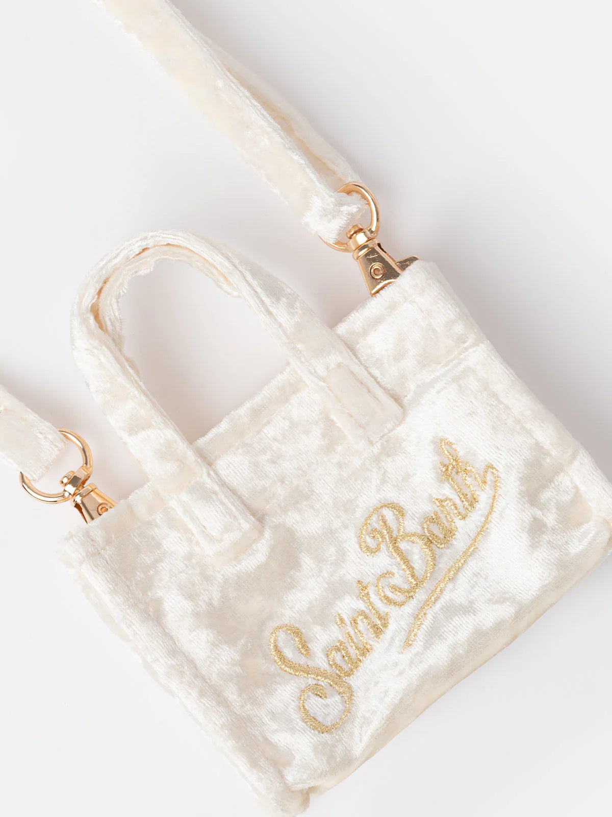 White Chenille Fabric Hey Holder White Logo Embroidery