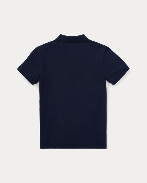 Slim Fit Cotton Mesh Polo Shirt - Refined Navy
