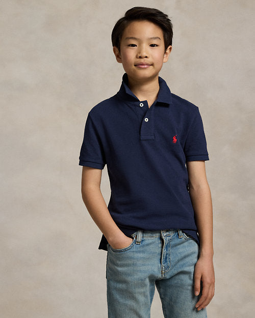 Slim Fit Cotton Mesh Polo Shirt - Refined Navy