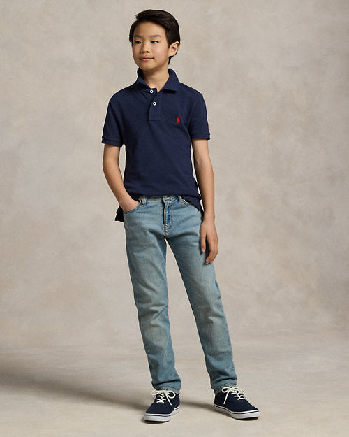 Slim Fit Cotton Mesh Polo Shirt - Refined Navy