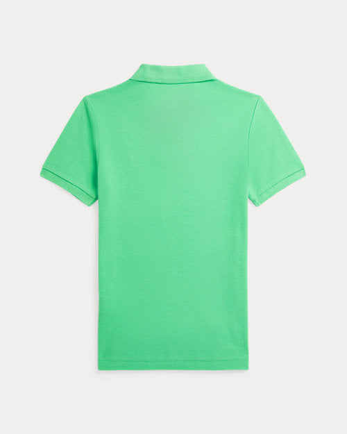 Slim Fit Cotton Mesh Polo Shirt - Plato Green