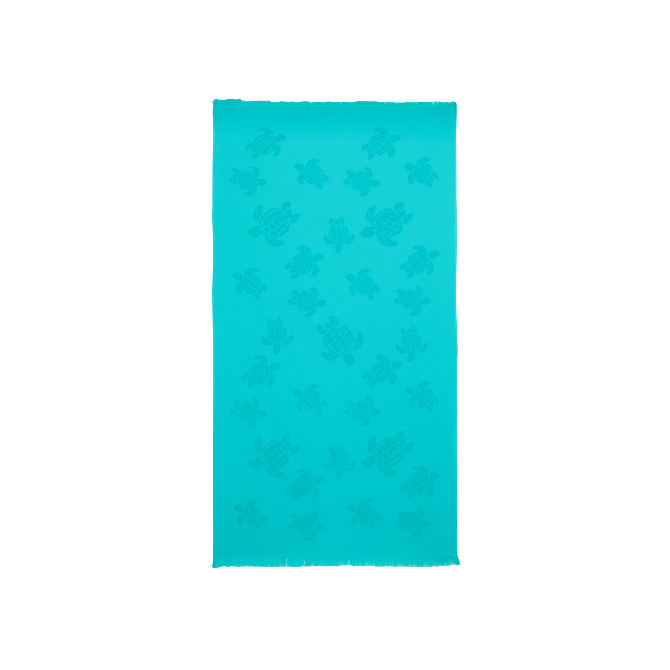 Beach Towel In Organic Cotton Turtles Jacquard - Disco Green