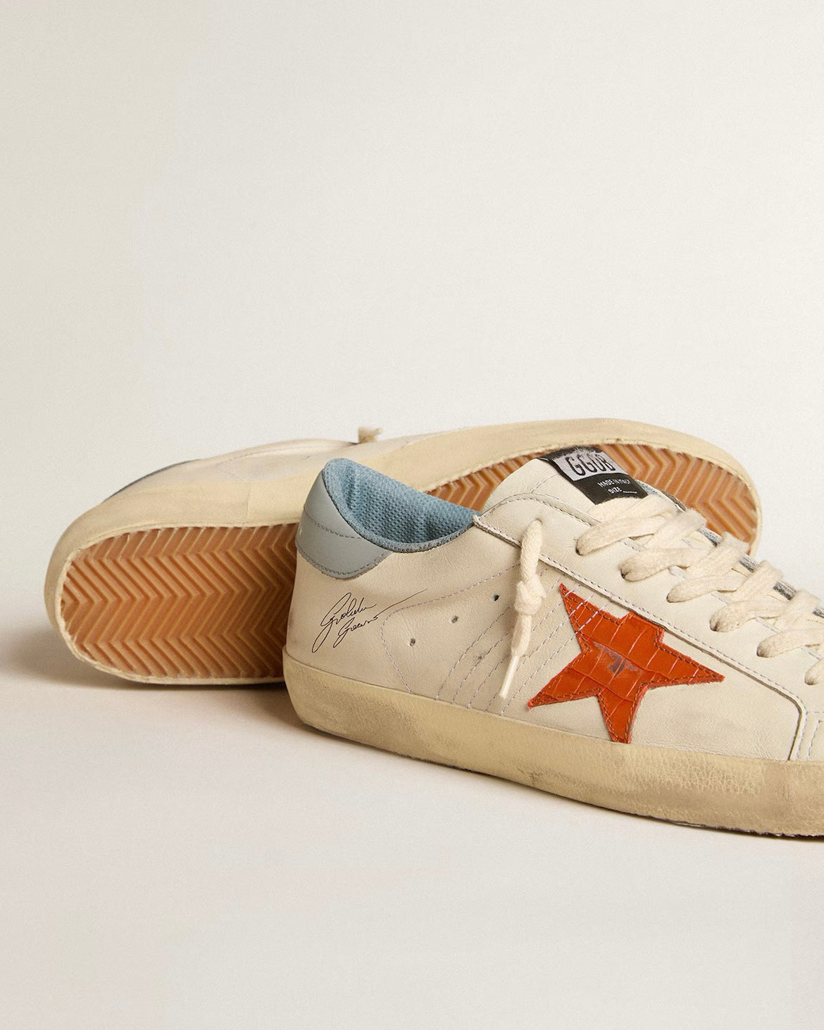 Men's Super-Star with crocodile-print star and silver-blue heel tab
