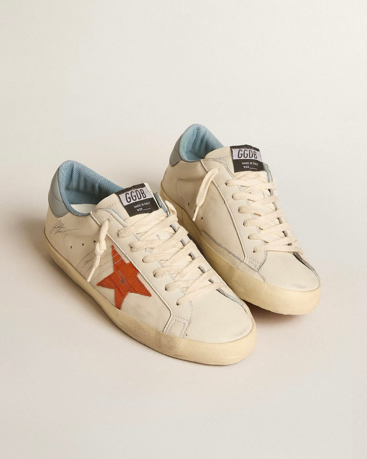 Men's Super-Star with crocodile-print star and silver-blue heel tab