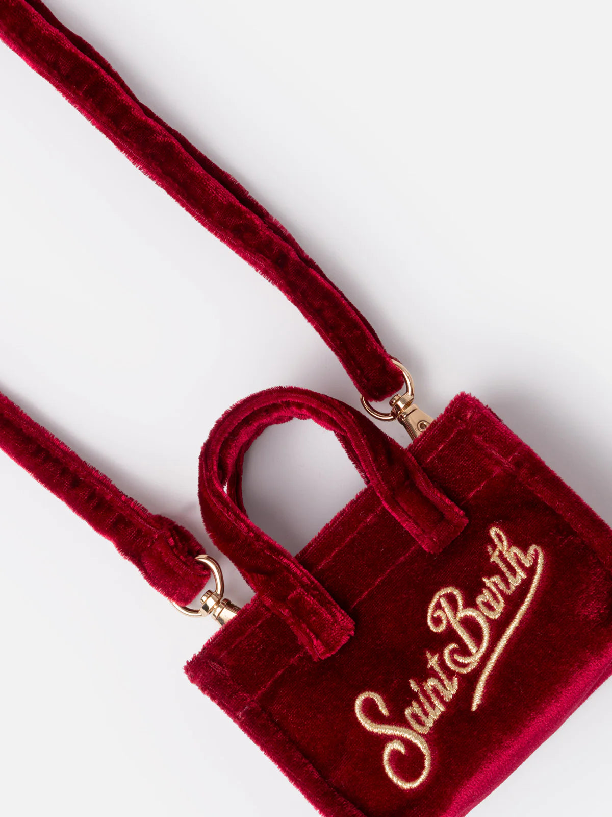 Burgundy Velvet Fabric Key Holder With Logo Embroidery