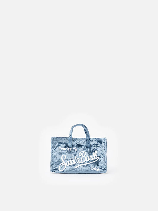 Light Blue Chenille Phone Bag With Saint Barth Logo Embroidery