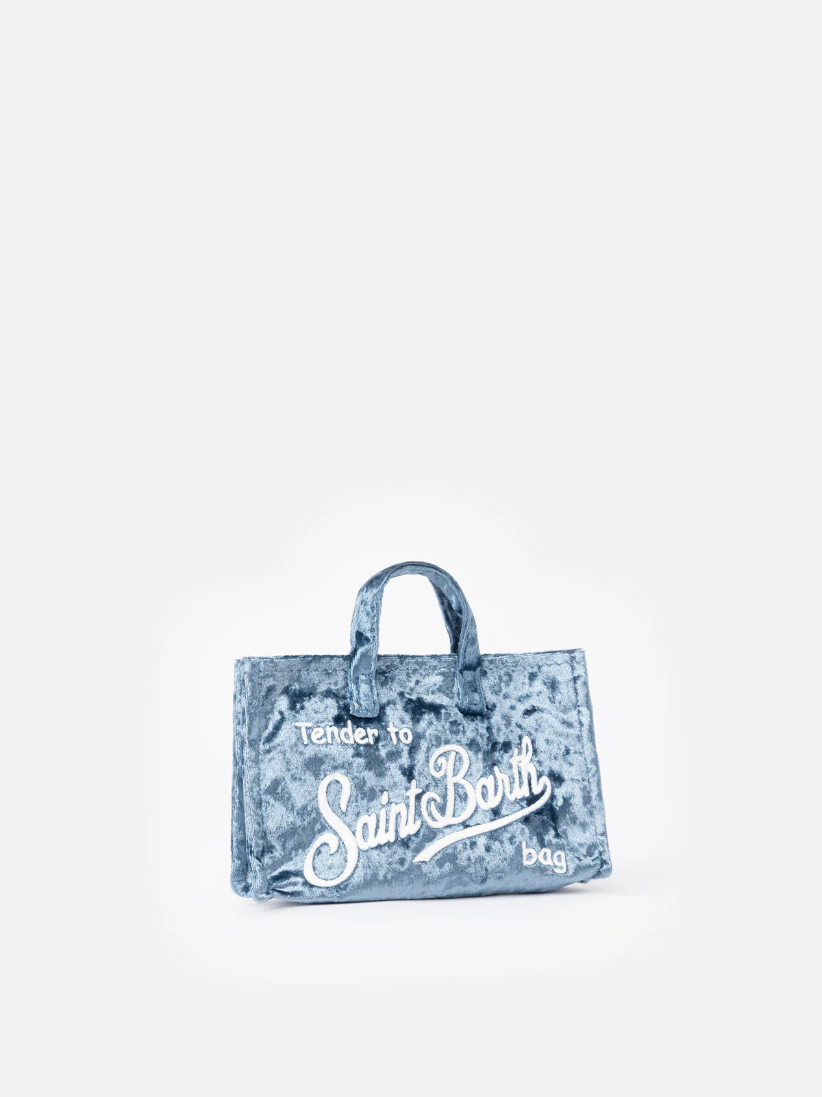 Light Blue Chenille Phone Bag With Saint Barth Logo Embroidery