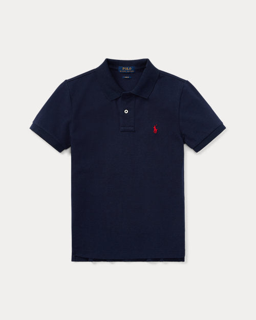 Slim Fit Cotton Mesh Polo Shirt - Refined Navy