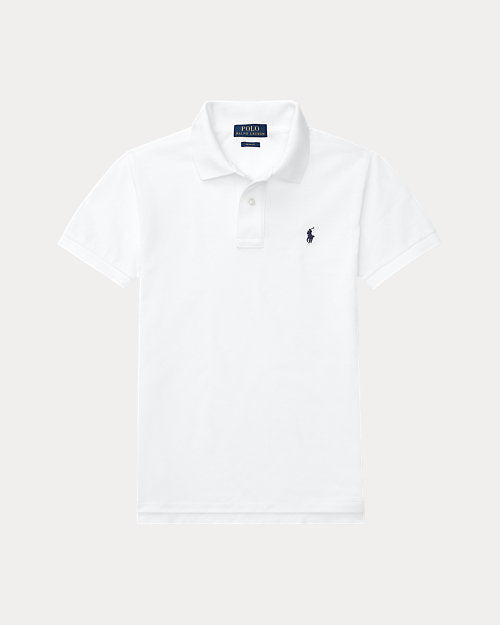 Slim Fit Cotton Mesh Polo Shirt - White