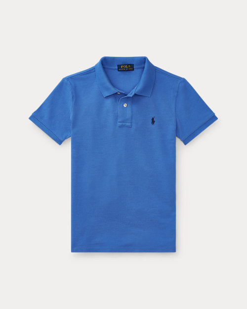 Slim Fit Cotton Mesh Polo Shirt - Scottsdale Blue