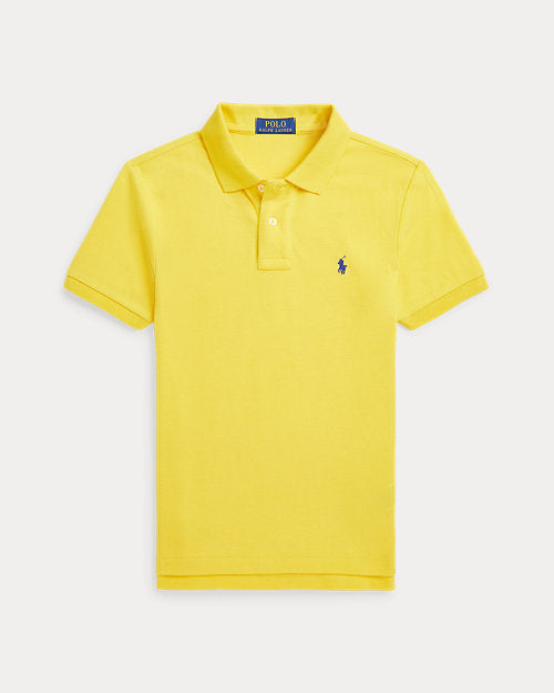 Slim Fit Cotton Mesh Polo Shirt - Canary Yellow