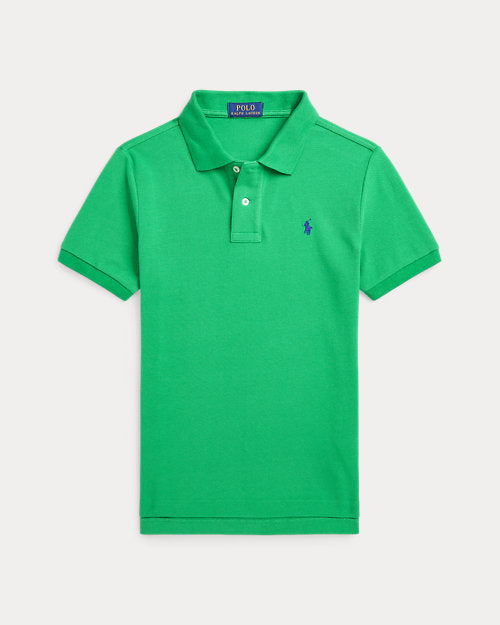 Slim Fit Cotton Mesh Polo Shirt - Stem
