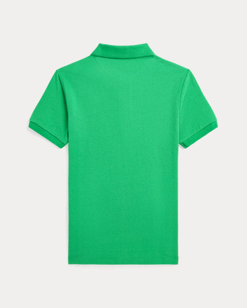 Slim Fit Cotton Mesh Polo Shirt - Stem