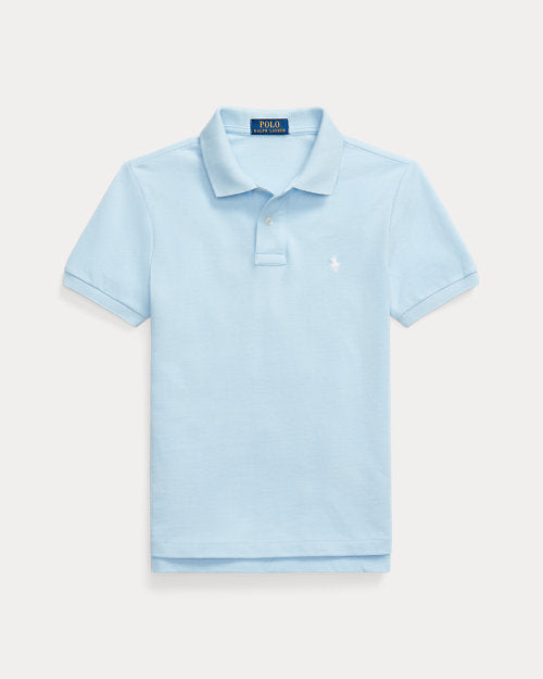 Slim Fit Cotton Mesh Polo Shirt - Sky Blue
