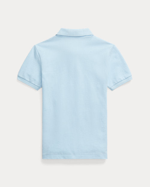 Slim Fit Cotton Mesh Polo Shirt - Sky Blue