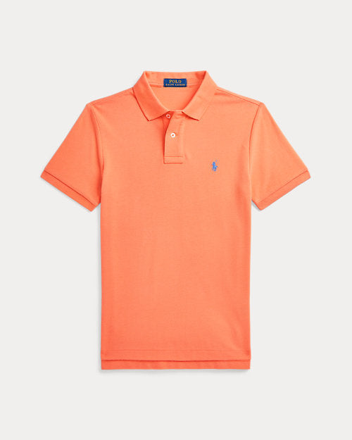 Slim Fit Cotton Mesh Polo Shirt - Poppy