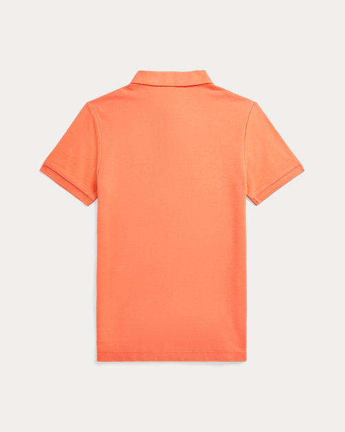 Slim Fit Cotton Mesh Polo Shirt - Poppy