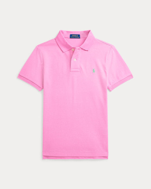 Slim Fit Cotton Mesh Polo Shirt - Laguna Pink