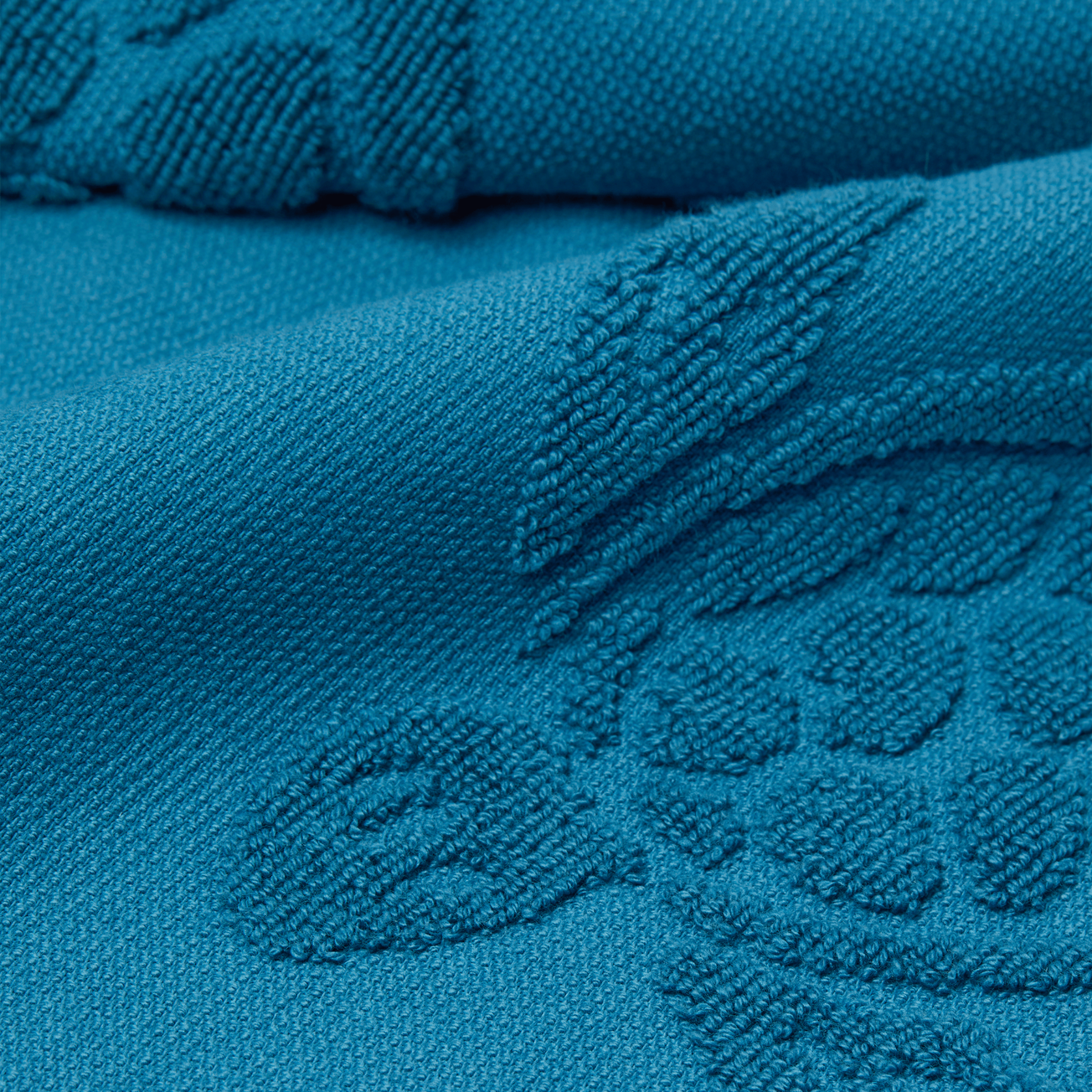 Beach Towel In Organic Cotton Turtles Jacquard - Peacock